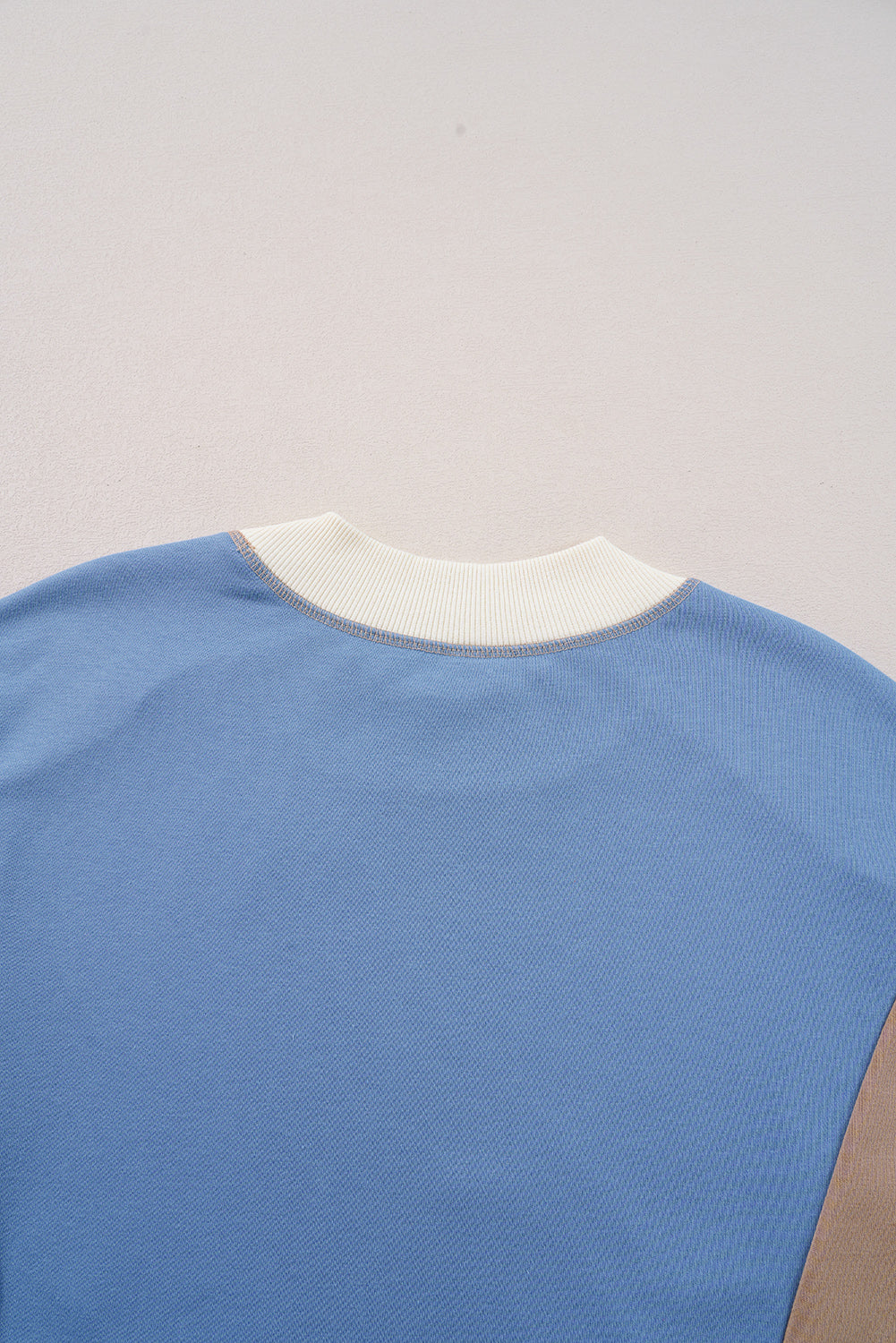 Sky Blue Colorblock Exposed Seam Patchwork Oversized Sweatshirt