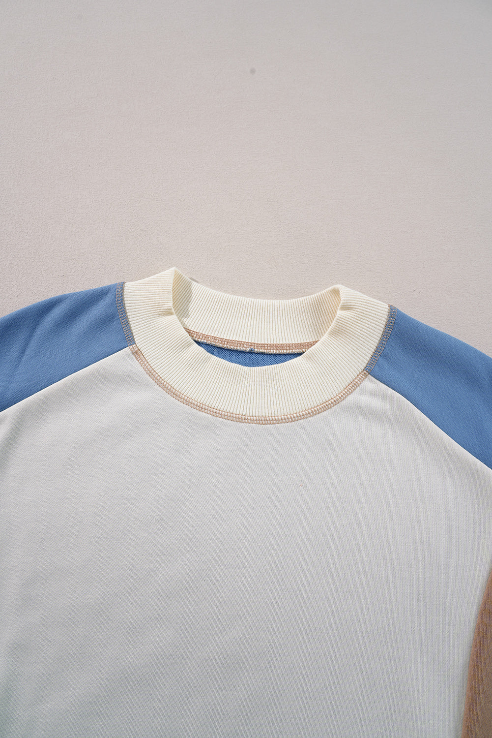 Sky Blue Colorblock Exposed Seam Patchwork Oversized Sweatshirt