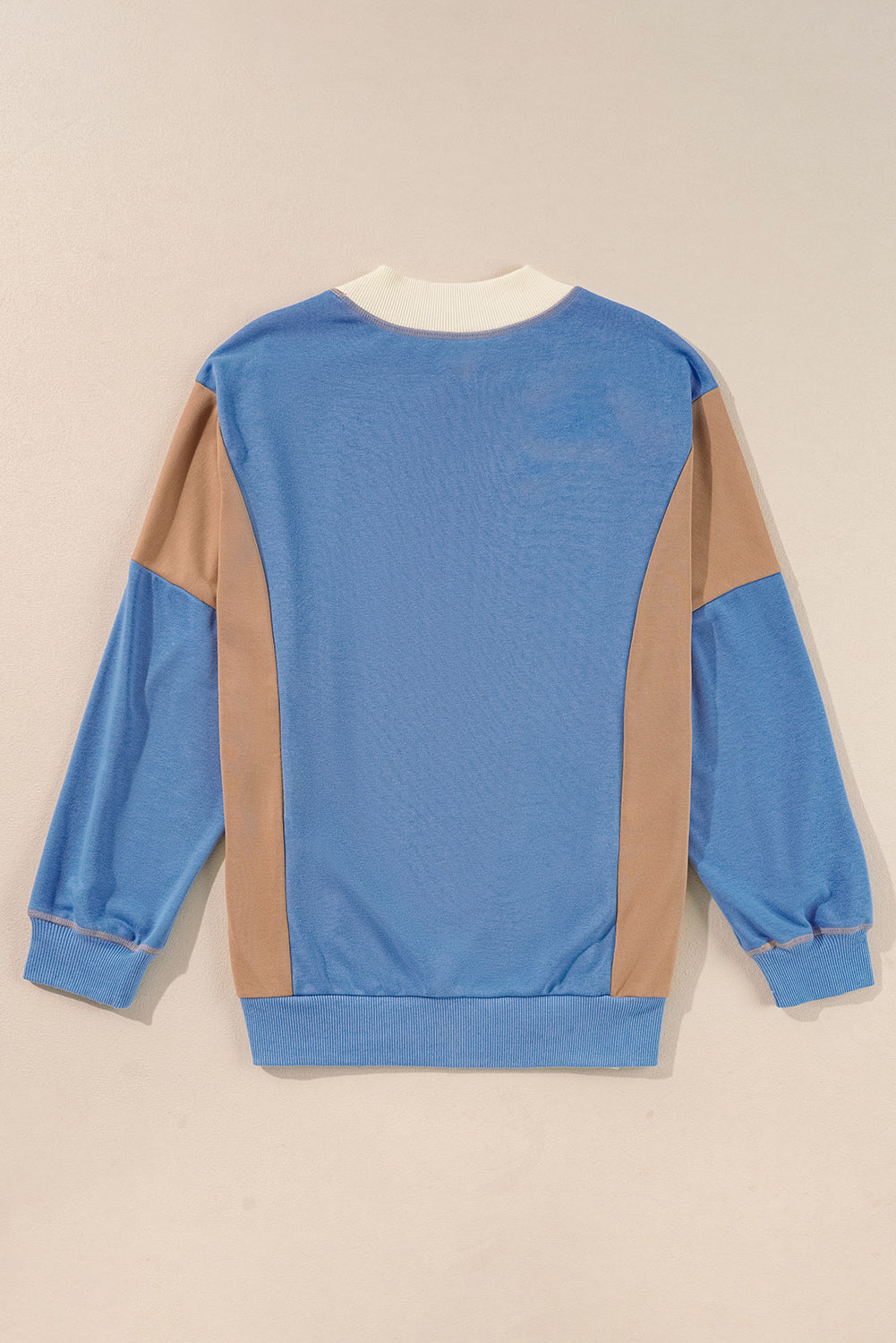 Sky Blue Colorblock Exposed Seam Patchwork Oversized Sweatshirt