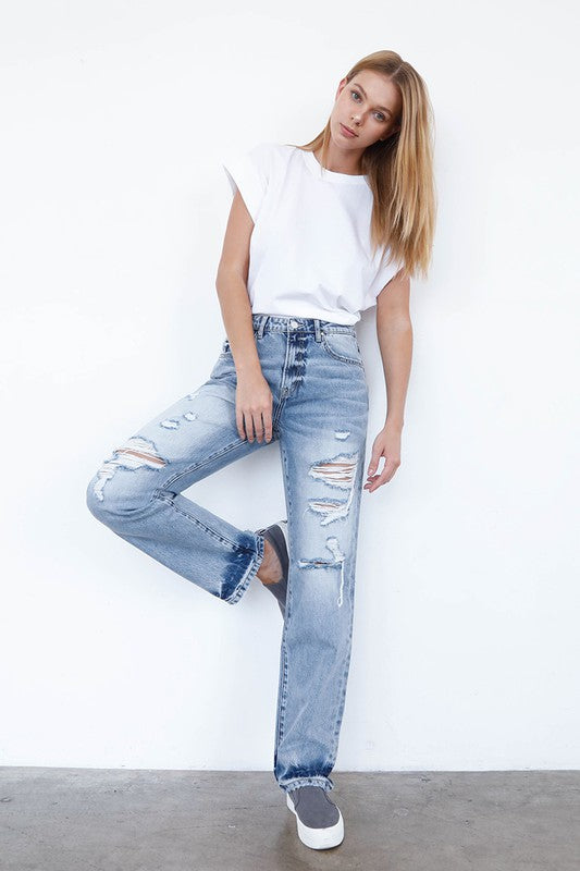 HIGH WAISTED LOOSE STRAIGHT JEANS