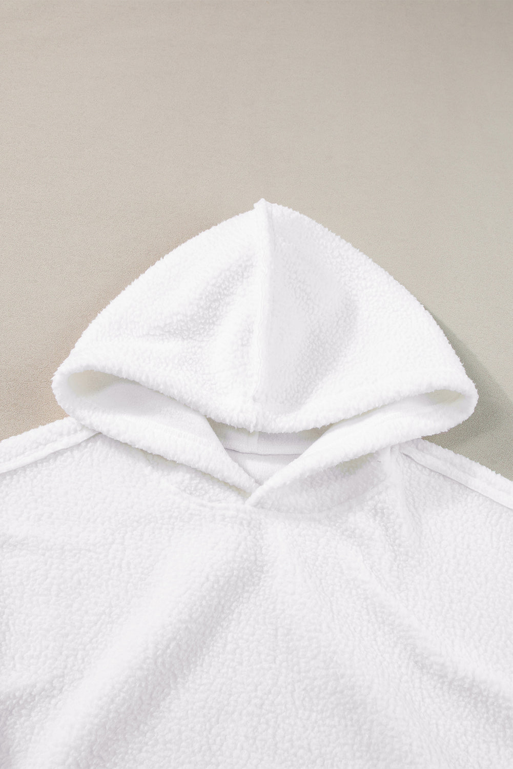 White Sherpa Fleece Drop Shoulder Hoodie